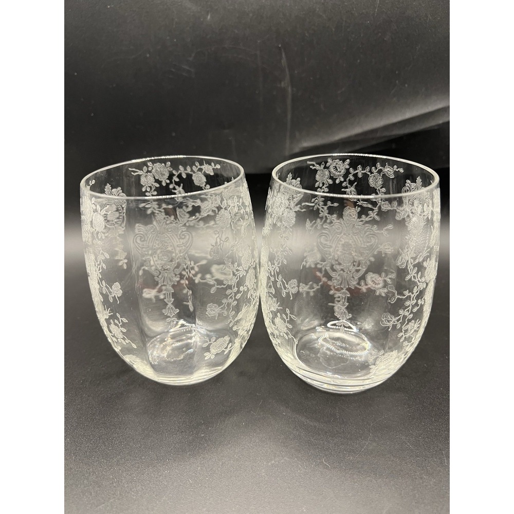 Cambridge Rose Point Clear Flat Bottom 13oz Tumbler Set of 2